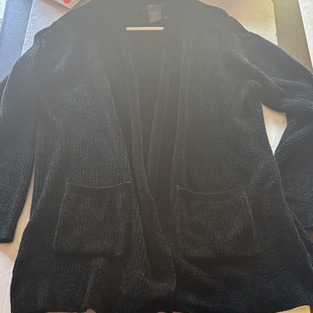 Matty M Textured Black Green Cardigan